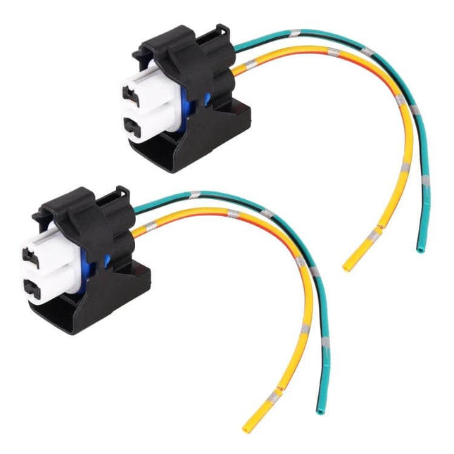 Ford H11 Bulb Holder Base Female Socket With Cable black plastic adapter with yellow green wires for LED upgrade