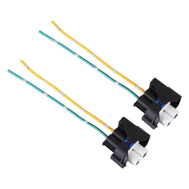 Ford H11 Bulb Holder Base Female Socket With Cable – durable plastic female socket adapter with green and yellow wires for LED upgrade