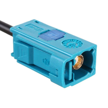 Volkswagen Compatible Car Radio Antenna Extension Cable, close-up of blue Fakra-style connector for improved radio signal