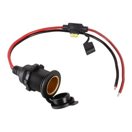 Car Cigarette Lighter Socket Plug With Cover For Safe Power Access - 12V plug-and-play socket with protective cover and inline fuse