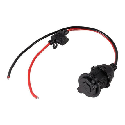 Car Cigarette Lighter Socket Plug With Cover For Safe Power Access — 12V plug-and-play socket with protective cover and red/black wiring, dust-proof fuse holder