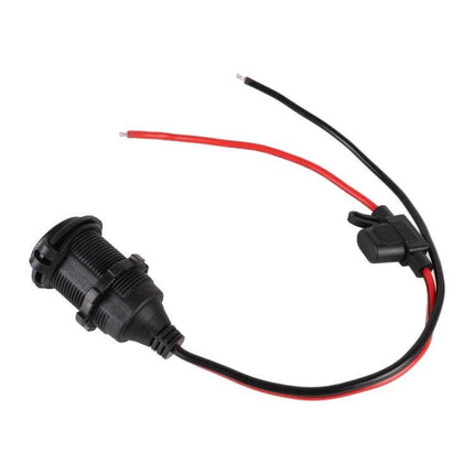 Car Cigarette Lighter Socket Plug With Cover For Safe Power Access - 12V plug-and-play socket with protective cover and red/black wiring