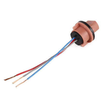 Car Brake Light Holder With Cable For Replacing Bulbs - T20 socket adapter with red, blue, grey wires for easy LED replacement