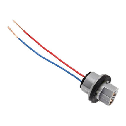 Car T20 Turning Light Holder With Cable for LED Bulb Upgrades - gray plastic T20 socket adapter with red and blue wires for secure LED bulb fit