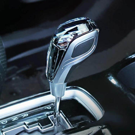 Colorful Crystal USB Charging Gear Shift Knob for Cars installed in car center console with USB port and integrated lights