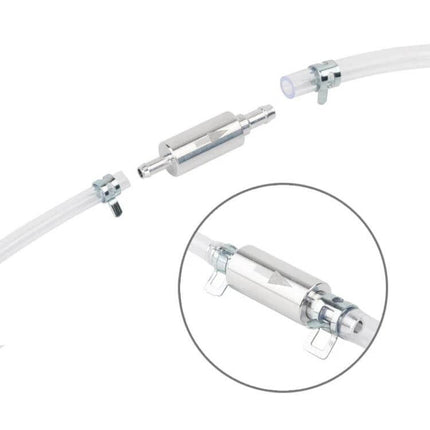 Motorcycle Hydraulic Brake Bleeder Tool Set of 2 Pieces aluminum and rubber inline one-way valve with clear hoses for bleeding motorcycle brakes