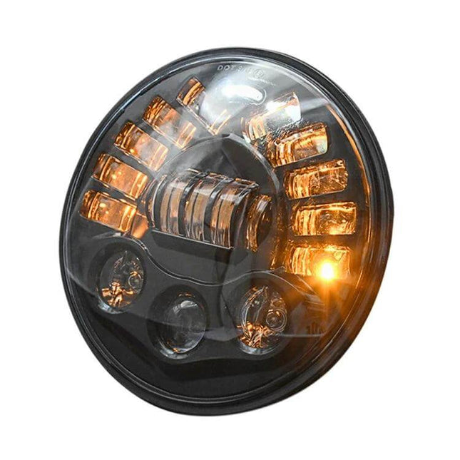 7-Inch Matrix Gradient LED Headlights for Jeep Wrangler with amber matrix DRL and turn signal, bright white driving light and trail-ready design