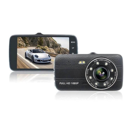 Dash Cam with Night Vision for Everyday Driving Recordings — compact full HD 1080P dash camera showing screen playback and lens for night starlight recording