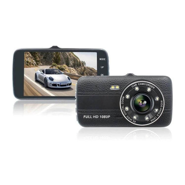 Dash Cam with Night Vision for Everyday Driving Recordings — compact full HD 1080P dash camera showing screen playback and lens for night starlight recording