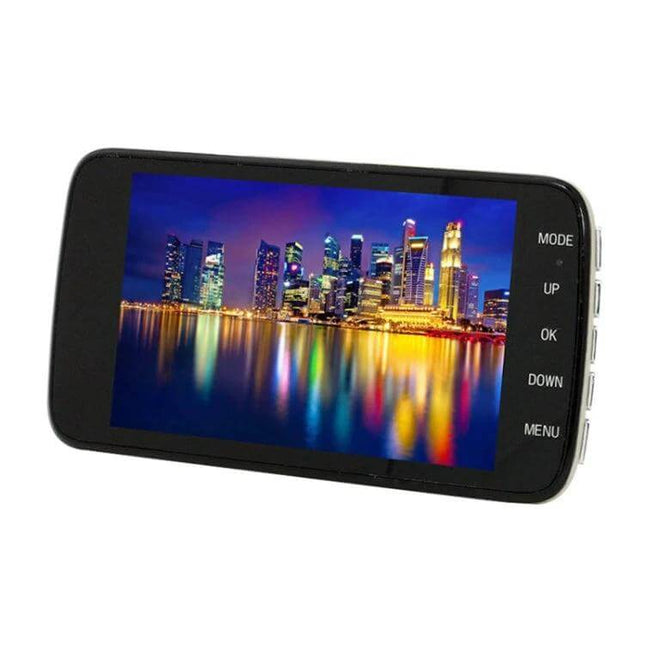 Dash Cam with Night Vision for Everyday Driving Recordings showing screen with city night reflection, starlight low-light capture