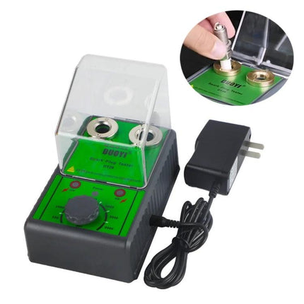 DUOYI Tool For Routine Car Maintenance Spark Plug Checks - dual-hole spark plug tester with protective cover and 12V adapter for quick ignition checks
