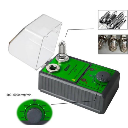 DUOYI Tool For Routine Car Maintenance Spark Plug Checks handheld spark tester showing two-hole testing platform and adjustable rpm knob