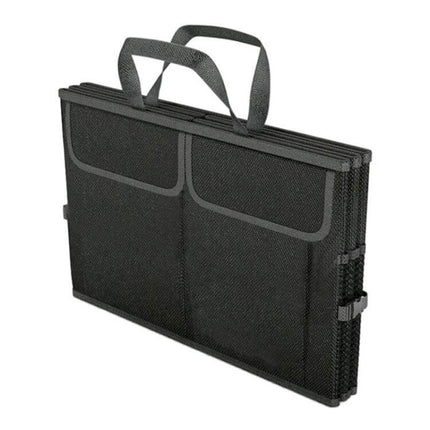 Foldable Car Trunk Storage Box for Everyday Organization - compact black foldable trunk organizer with handles and front pockets