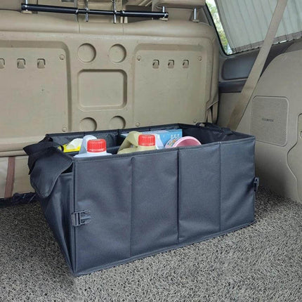 Foldable Car Trunk Storage Box for Everyday Organization neatly holding groceries and gear in a vehicle trunk to reduce clutter and maximize space