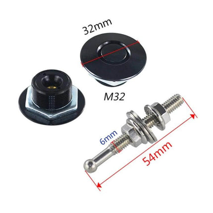 54mm Push Button Hood Pin Kit For Car Hood Keeps Hood Secure During Driving - black anodized aluminum 54mm pin with M32 washer