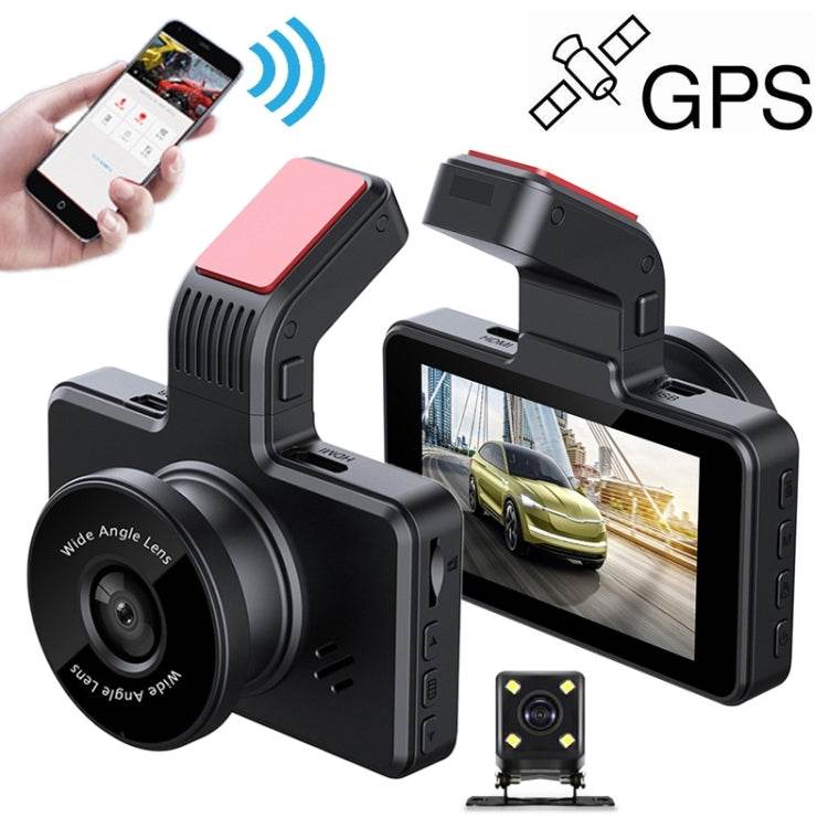 Enregistreur de conduite ultra HD pour voiture D903 3 pouces, double enregistrement + GPS + WIFI + surveillance du stationnement par gravité + avertissement de déviation de voie