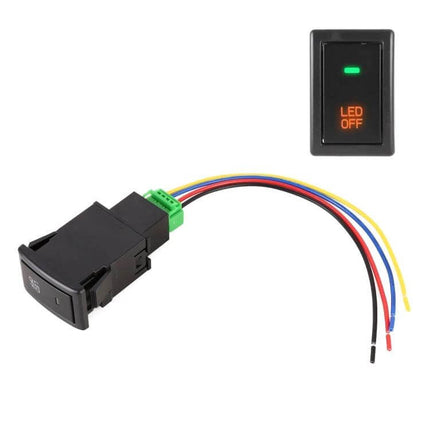 Car Fog Light On Off Button Switch With Cable For Suzuki black ABS plastic dashboard replacement switch with LED indicator and multi-color cable