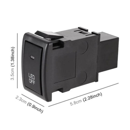 Car Fog Light On Off Button Switch With Cable For Suzuki - black ABS LED OFF rocker switch with cable, fits front-panel hole, simple install, 5.8x3.5cm