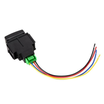 Car Fog Light On Off Button Switch With Cable Easy To Install - black ABS switch with multicolored wires for dash installation