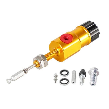 Adjustable Motorcycle Brake Clutch Master Cylinder Rod in gold with hardware for precise lever adjustment
