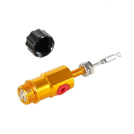 Adjustable Motorcycle Brake Clutch Master Cylinder Rod in gold with threaded adjustable rod and black cap, close-up on white background