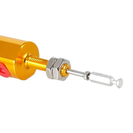 Adjustable Motorcycle Brake Clutch Master Cylinder Rod close-up showing threaded rod, lock nut and clevis end for lever adjustment
