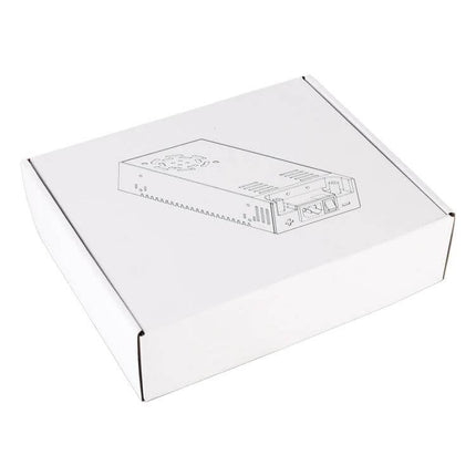 Regulated DC Power Supply for DIY Electronics and Hobby Projects boxed unit with white packaging showing product diagram and ventilation fan