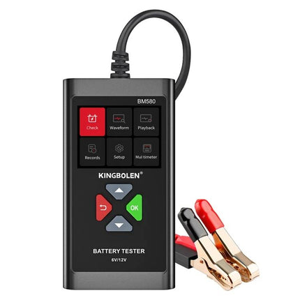 KINGBOLEN Battery Tester for Everyday Car Maintenance Tasks - compact handheld 6V/12V battery tester with clamp leads