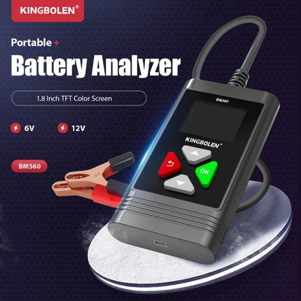 KINGBOLEN Battery Tester for Routine Vehicle Checks handheld battery analyzer with 1.8-inch screen and 6V/12V clamps