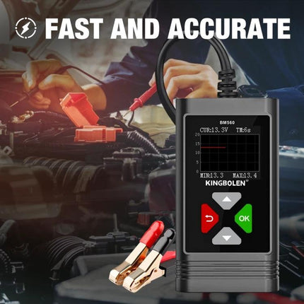KINGBOLEN Battery Tester for Routine Vehicle Checks handheld tester showing real-time waveform and clamps