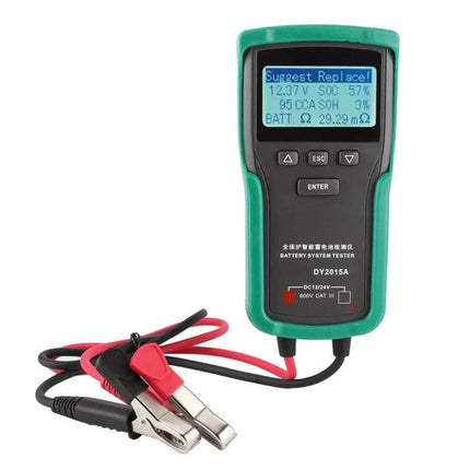 DUOYI Car Battery Tester for Everyday Vehicle Checks handheld battery system tester with display and clamp leads