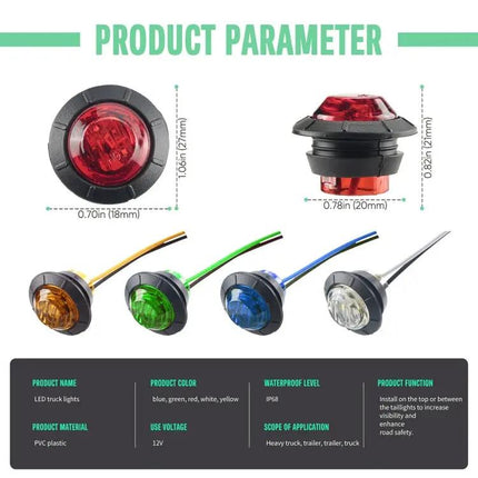 Three-LED Car Side Marker Lights Three-Quarter Inch 10 Pack