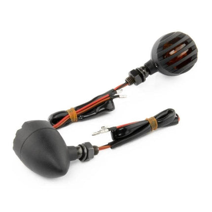 Motorcycle Turn Signal Lights with Metal Housing, 2-Pack - black metal housing halogen indicators for 12V bikes, weatherproof low-drain design