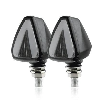 KC018A Triangular LED Signal Light for Motorcycles - pair of black compact triangular motorcycle turn signals