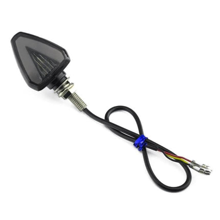 KC018A Triangular LED Signal Light for Motorcycles compact black LED motorcycle turn signal with wired connector for improved visibility