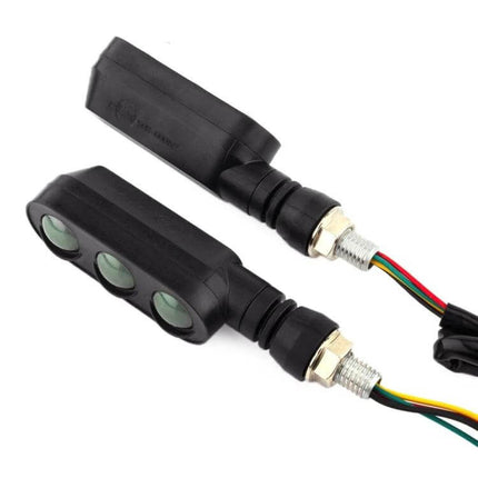 LED Turn Signal and Brake Light Set for Motorcycles, 2 Pieces - compact black 18-LED yellow turn signal and brake lights with wiring