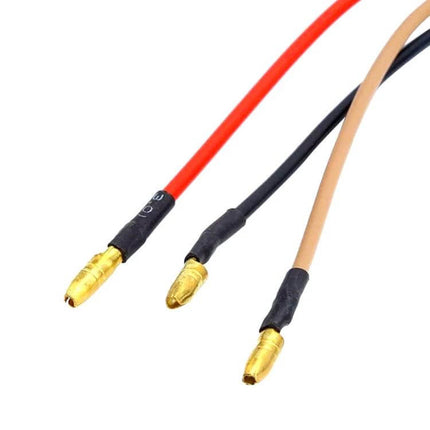Retro Round Motorcycle Brake Light with License Plate Holder wiring harness with red black beige leads and gold bullet connectors