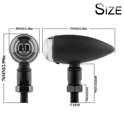 Vintage Style Metal Turn Signal Lights for Motorcycles, Set of 2