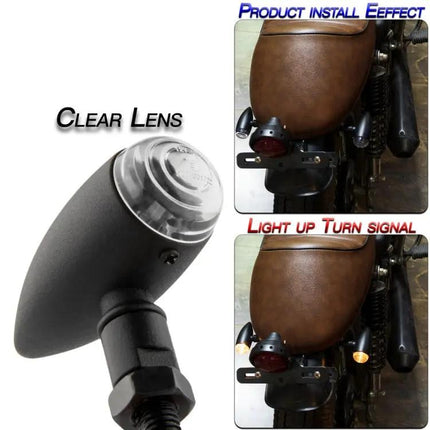 Vintage Style Metal Turn Signal Lights for Motorcycles, Set of 2