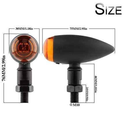 Vintage Style Metal Turn Signal Lights for Motorcycles, Set of 2