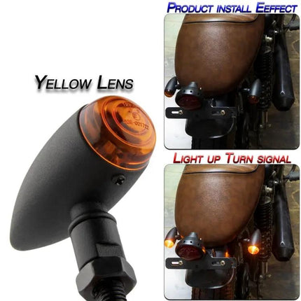 Vintage Style Metal Turn Signal Lights for Motorcycles, Set of 2