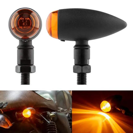 Vintage Style Metal Turn Signal Lights for Motorcycles, Set of 2