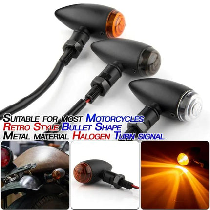 Vintage Style Metal Turn Signal Lights for Motorcycles, Set of 2
