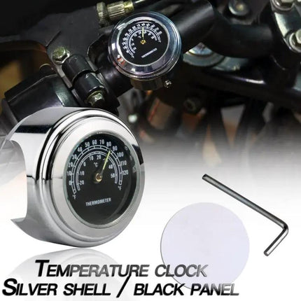 Motorcycle Handlebar Thermometer for 22-25mm Bars, Black