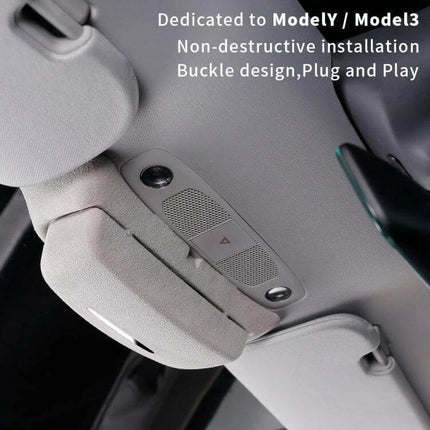 Practical Car Storage Box for Sunglasses and Cards in Tesla Model 3 mounted near sun visor for quick access and clutter-free cabin