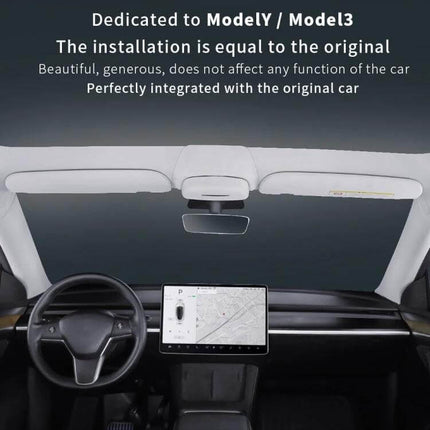 Practical Car Storage Box for Sunglasses and Cards in Tesla Model 3 installed under sun visor for organized sunglasses and cards