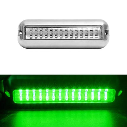 Stainless Steel Boat Underwater Light for Ambience and Night Fishing — 316 stainless steel 42-LED green underwater floodlight, surface-mount, corrosion-resistant
