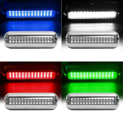 Stainless Steel Boat Underwater Light for Ambience and Night Fishing - 316 stainless 42 LED surface-mount underwater boat light in blue/white/red/green
