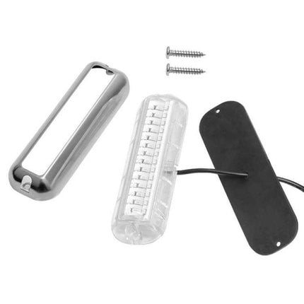 Stainless Steel Boat Underwater Light for Ambience and Night Fishing - 316 stainless housing, 42 LED flood light, surface-mount kit with screws (above-waterline use)