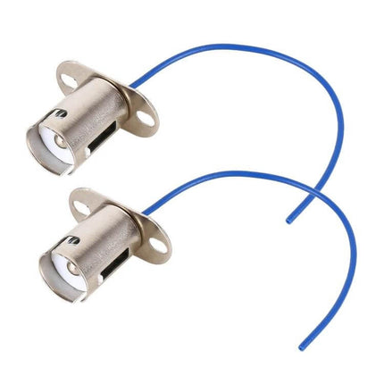 Car Bulb Holder Base Female Socket With Cable 1 Pair - metal female sockets with attached blue wires for headlight taillight replacement